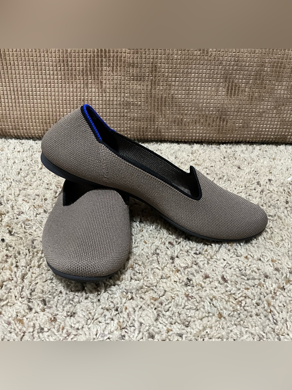 Rothy's Taupe Knit Slip-On Flats with Black Trim Women’s size 9
